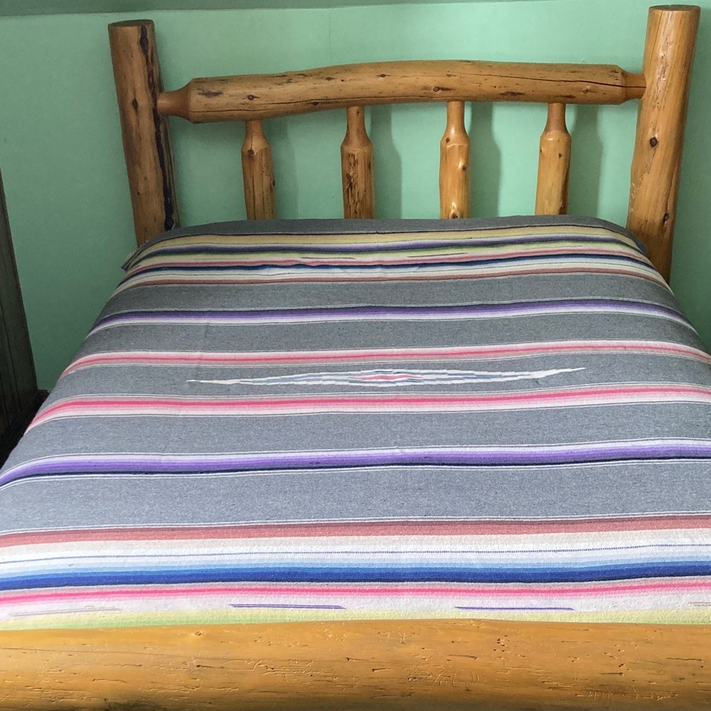 Vintage Serape Saltillo blanket Colorful textile Fringed Southwestern wool - Picture 9 of 13